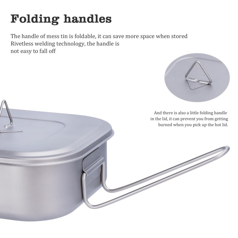 Boundless Voyage Outdoor Camping Titanium Military Mess Tin with Lid