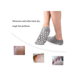 Premium Socks Moisturising Sock Gel Sock Soft Moisturising Gel Sock to Retain Moisture and Reduce Dryness Provide Hydration to Dry Crack Heel and Foot with Vital Oil and Vitamins (Gray)