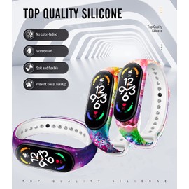 SZBAMI 6 Pack Bands Replacement for Mi Band 7 Strap Wristbands Compatible with Xiaomi Mi Band 7, Silicone Flexible Printed Pattern Strap Band for Mi Band 7 Smartwatch Xiaomi Accessories for Women Men