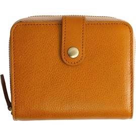 RafiCaro Women's Bi-fold Wallet, Genuine Leather, Cow Leather, Italian Leather, Bifold Wallet, Compact, Round Zipper, Braun