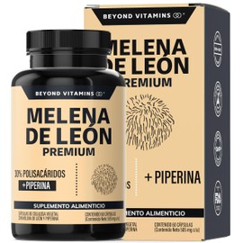 Beyond Vitamins | Hongo Melena de León | Extacto proveniente del Micelio con 30% de Polisacáridos + Piperina al 95% para máxima biodisponibilidad | Sin metales pesados | Vegano | 60 cápsulas