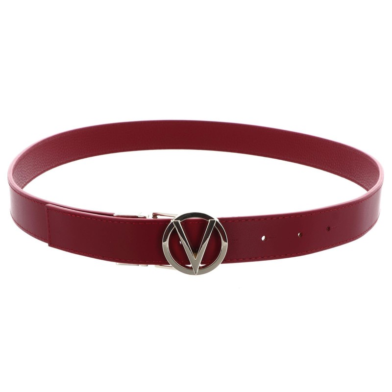 VALENTINO Roof Plaque Buckle Belt W75 Rosso Scuro/Oro - Can