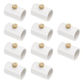 Micro Traders 10pcs 1/2 Inch PVC Coupling with Brass Mist Nozzle PVC Pipe Fitting Coupling PVC Water Pipe Connector for Garden Terrace Pool Gazebo Greenhouse