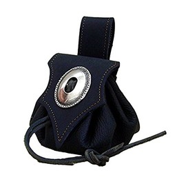 Leather Bag Ducat Bag Money Cat Leather Colour Black Bag Round Diameter Open Approx. 28 cm Choncha Closure, black