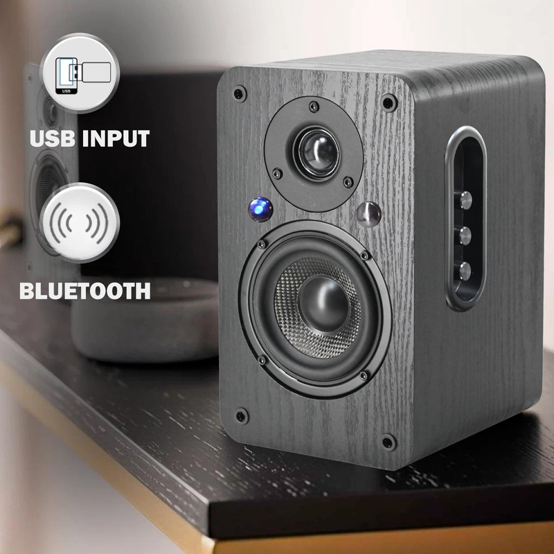 LONPOO Powered Bookshelf Speaker, Active Near Field Monitor with 4"