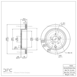 Dynamic Friction Company Rear Disc Brake Rotor 600-13023 (1) For 2010-2014 Subaru Legacy, 2010-2014 Subaru Outback, 2013-2016 Scion FR-S, 2013-2022 Subaru BRZ, 2017-2020 Toyota 86