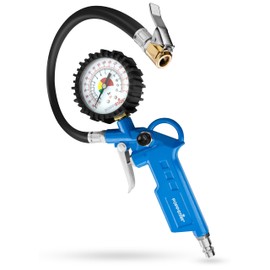 Poppstar Tyre Inflator Gauge, Pressure Gauge Measuring Range: 0-12 Bar, Diameter: 63mm, Hose Length: 400mm
