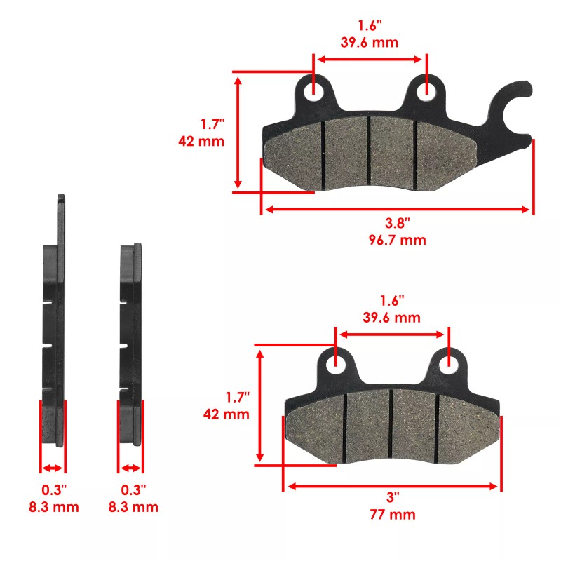 Caltric Front And Rear Brake Pads for Can-Am Commander 1000