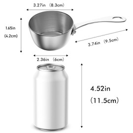Macevia Mini Sauce Pan,18/10 Stainless Steel Butter Warmer Small Pot Cooking with Handle, Multipurpose Use for Home Kitchen or Restaurant (5oz/150ml) - Silver