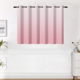Renaiss Pink Ombre Blackout Curtains Pink Gradient Thermal Insulated Room Darkening Window Drapes Light Blocking Noise Reduce Grommet Window Treatments for Bedroom Living Room 42x45 Inches x 2 Panels