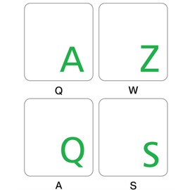 Online-Welcome French Azerty Transparent Keyboard Label Green