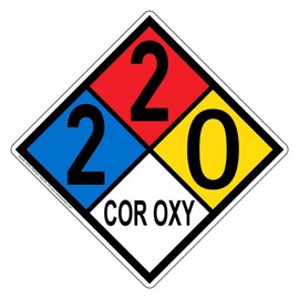 ComplianceSigns.com NFPA 704 2-2-0-COR OXY Hazard Diamond Placard Sign, 15x15 in. Aluminum for Hazmat Emergency Response Identification
