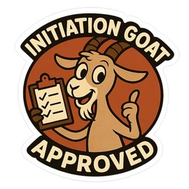 1950s Cartoon Goat with Clipboard and Checklist Sticker (3" x 3.25")