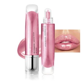 Glitter Lip Gloss Shiny Liquid Lipstick with Diamond Sparkles, Moisturising 3D Lip Gloss, Long-Lasting Nude Pink Liquid Lipstick, Highly Pigmented Shimmer Lips, Silky Texture