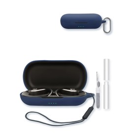 Case for Raycon Open Earbuds True Wireless Bluetooth Headphones,Soft Protective,BOVUGAC Silicone Case Cover with Keychain & Cleaning Kit & Lanyard for Raycon Open Earbuds-Blue