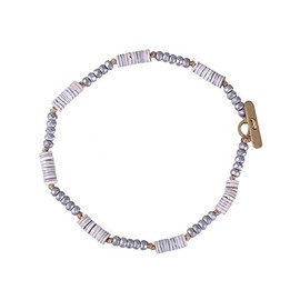 KELITCH Fashion Jewelry Shell pyrite Beaded Infinity Bracelet Charm Simple Inspired Women/Men gift (Grey)