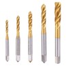 5 pcs Flute Tap Titanium Plated HSS Spiral Tapping Flute
