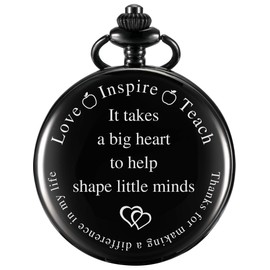 Hicarer Pocket Watch Teacher Arabic Numerals Pocket Watch for Men Women Teacher Appreciation Supplies (Black)