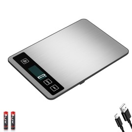VITSOL 33lb/15kg Digital Kitchen Scale, Food Scale, High Capacity Weight Grams and Ounces for Baking Cooking and Meal Prep, 6 Units with Tare Function, LCD Display, Type-C Charging USB Rechargeable
