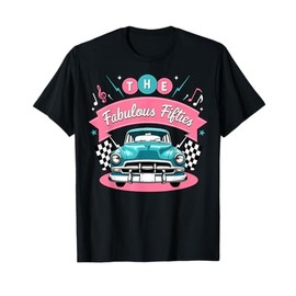 The Fifties 1950s Car Music Checkerboard Rockabilly Sock Hop T-Shirt