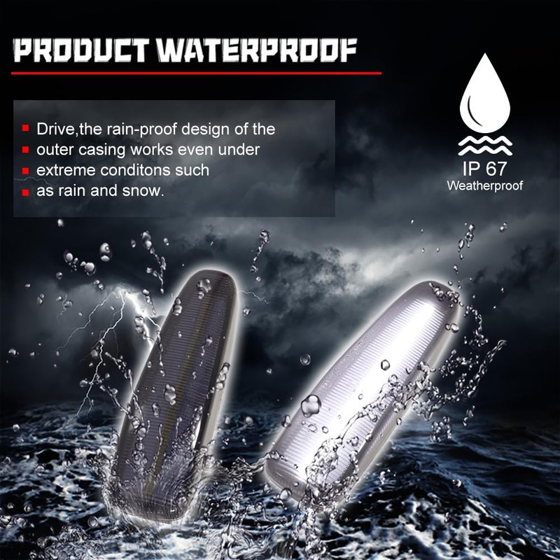 GTINTHEBOX Smoked Lens Sequential White LED Side Marker Light Turn