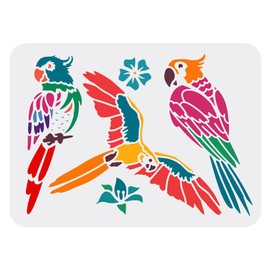 FINGERINSPIRE Parrot Stencil 29.7 x 21 cm Macaw Parrot Bird Stencils for Painting Parrot Stencil DIY Art and Craft Stencils for Painting on Wood, Paper, Fabric, Floor Wall