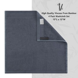 SERISIMPLE Premium Viscose Bamboo Washcloth Set - Pack of 4, 13x13 in Soft and Absorbent, Durable and Comfortable, Suitable for Body & Face, Baby and Adults (Assorted/Stripes)