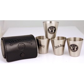 Jack Daniels 4 Steel Shot Glass Set - 1oz each