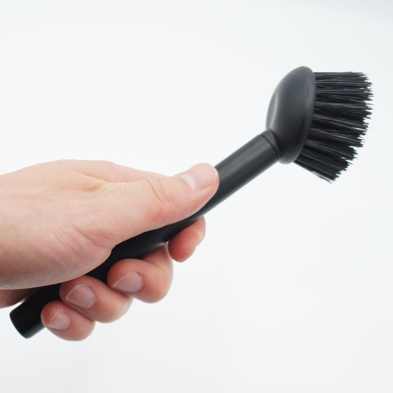 Washing Up Brush Black with Stainless Steel Handle, Set of