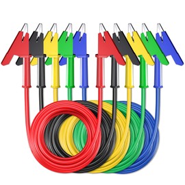 Cleqee Pack of 5 Crocodile Clips Test Leads Double Ended Crocodile Cable with Insulators Clips Test Flexible Copper Cable for Electrical Tests 16.4 ft/5 m