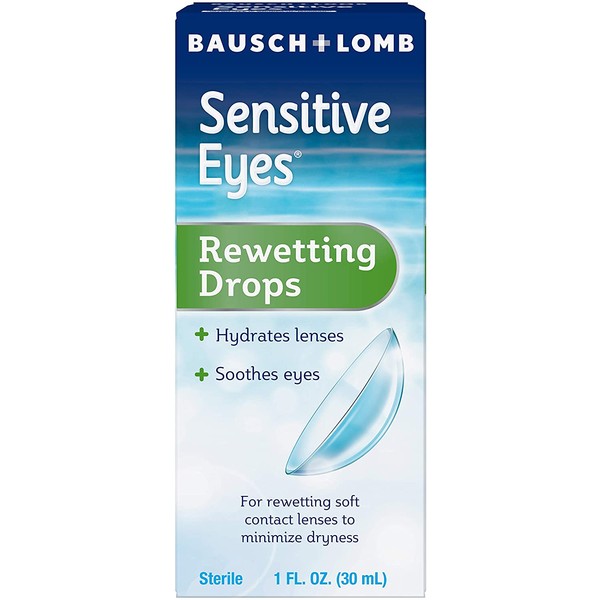 Contact Lens Solution by Bausch & Lomb, for Rewetting Soft Contact Lenses, 1 Fl Oz