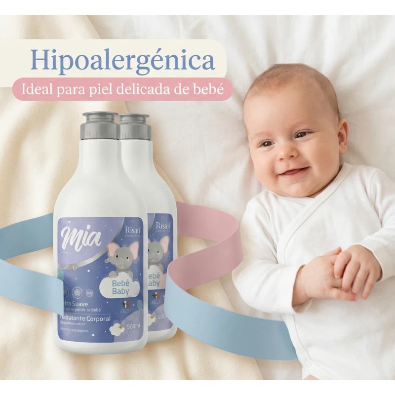 2x Crema Bebé Hipoalergénica 500ml | Piel Sensible | Risan