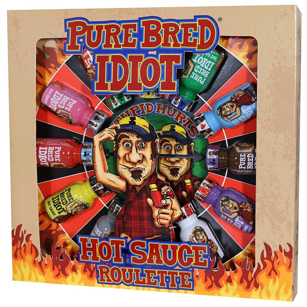 Pure Bred Idiot - Hot Sauce Roulette Game - 12 - 0.75 Ounce Bottles Gift Set - Prefect Premium Gourmet Gifts for Men - Try If You Dare!