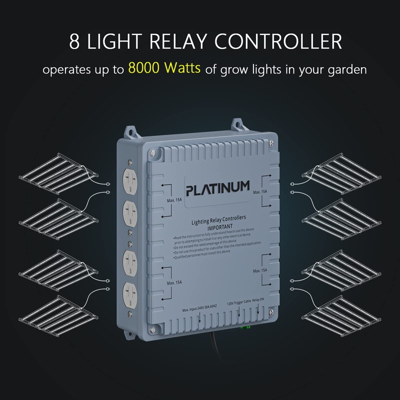 Platinum Horticulture Lighting Relay Controller 8000W 8-Light HID Master Relay