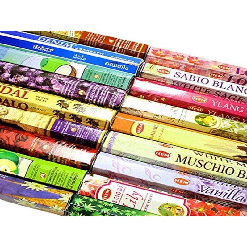 HEM SHASHI Incense Sticks, Hexagon, Hexapack, Value Set of 18,