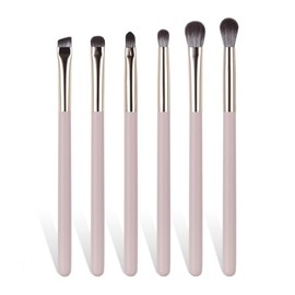 Juego de brochas de maquillaje de ojos, 6 brochas de maquillaje profesionales para sombra de ojos con mango sintético y de madera, cepillo en ángulo p