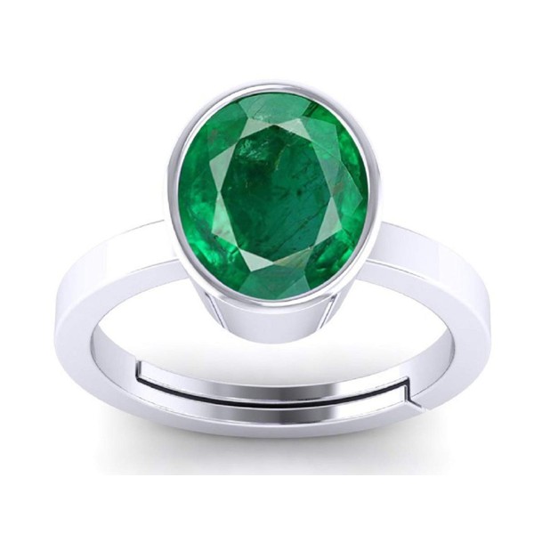 LMDPRAJAPATIS 5.25 Ratti Oval Shape Created Emerald Delicate Adjustable Ring-
