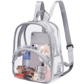 abshoo Clear Mini Backpack for Stadium Events Approved 12 x6 x12 Clear Bag Transparent Backpacks for Women Girls, Grey, Mini, Modern
