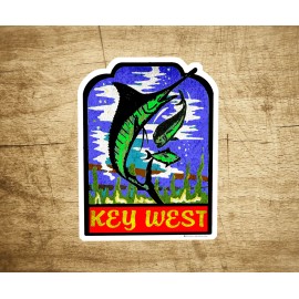 KEY WEST FLORIDA Vinyl Decal Sticker Vintage Style 2 7/8" x 3 5/8"
