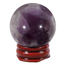 Lovionus89 40 mm Healing Crystal Ball Divination Sphere Sculpture Home Decoration Fengshui Balls with Wooden Stand, Amethyst