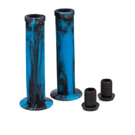 25NINE Ronin Grip with Flange - Flanged BMX Bike and Scooter Handlebar Grips with End Plugs - Blue/Black
