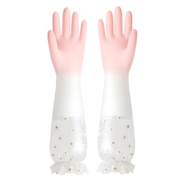 JYJLLM Washing Up Gloves,1 Pairs Long Cuff Rubber Gloves Medium,cleaning Gloves Reusable Anti-slip Waterproof,Household Cleaning Gloves For Kitchen Home Gardening，dusting gloves (Pink)