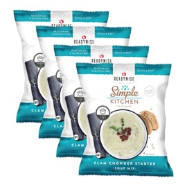 Simple Kitchen New England Clam Chowder Soup Mix - 17 Servings for Meal Prep, Vegetarian, Gluten Free & Freeze Dried Canned Food for Camping Meals, Backpacking & Hiking, Survival Kit, Pack of 4