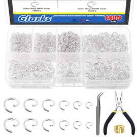 Glarks 1403Pcs 10mm 5mm 4mm 7mm 8mm Open Jump Rings Kit, Iron Round Ring Connectors Nickel Free Sliver O Rings for Jewelry Making Connectors and Necklace Repair