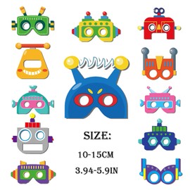 Jsleid 12 Pieces Robot Cosplay Masks, Robot Children's Mask, Robot Masks Children's Mask, Robot Party Mask, Masks for Children, for Children's Party, Robot Children Role Play