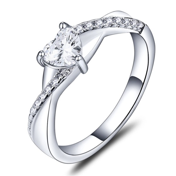 YL 925 Sterling Silver Engagement Ring 5MM Cubic Zirconia Infinity