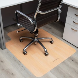 Mind Reader Office Chair Mat for Hardwood Floors, Under Desk Floor Protector, Rolling, PVC, 35.5" L x 47.50" W x 0.0625" H, Woodtone