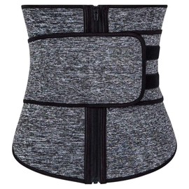 Dreamburn Waist Trainer Zipper Sauna Slimming Belt Neoprene Waist Trimmer Sport Corset Sweat Belt Fitness Waist Shaper - Grey (grey 2), size: 6XL