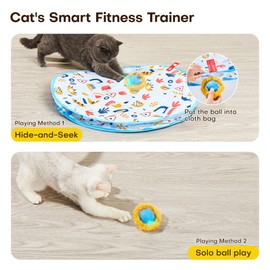 Potaroma Interactive Cat Toys, Fast Rolling Ball in Play Mat, Automatic Motion Activated Moving Ball Hide and Seek Game for Indoor Exercise Kicker, 28 Inch Play Mat