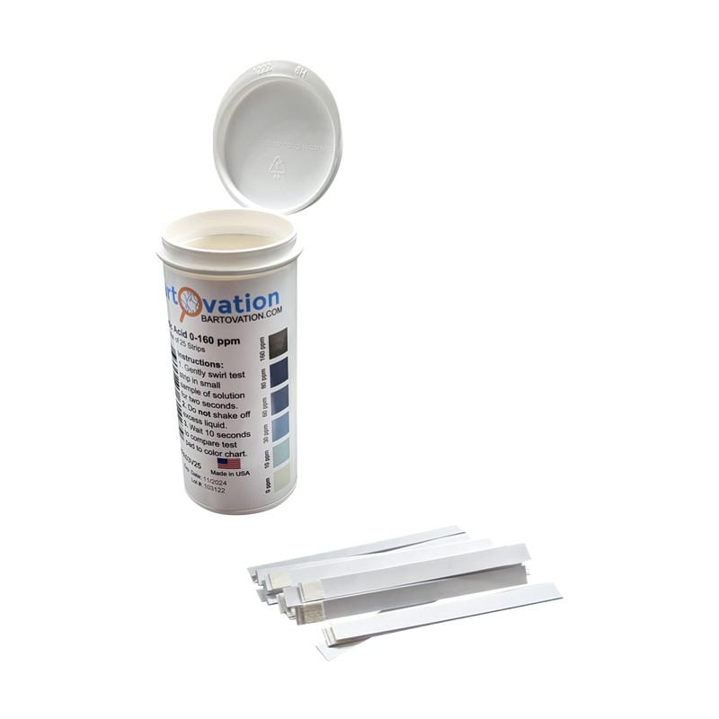 Peracetic Acid Test Strips, 0-160 ppm [Vial of 25 Strips]